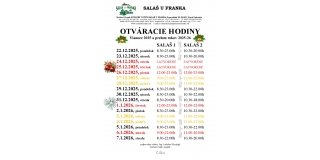 OTVÁRACIE HODINY: Vianoce a prelom rokov 2025-26